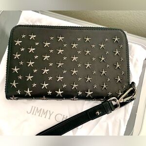 Jimmy Choo Carter BLS Biker Leather Star Studded Clutch Unisex
